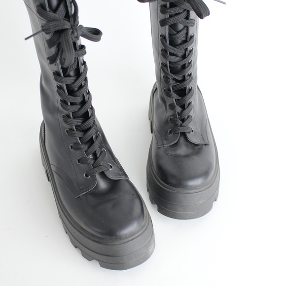 Chunky Platform Boots Goth Industrial Rave Club Kid Vegan Faux Leather Shoes 8 - Picture 2 of 11